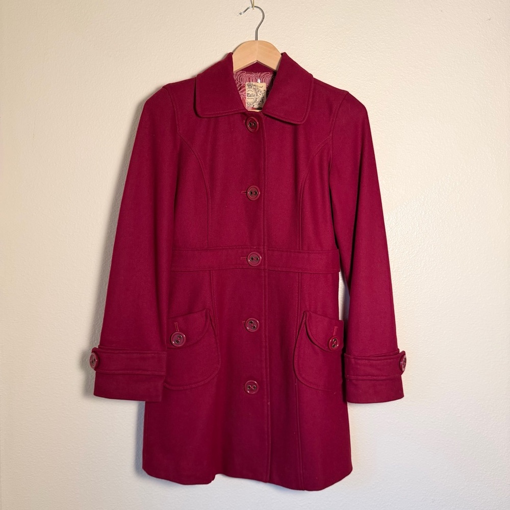 Anthropologie Tulle Wool Pea Coat, Size Small